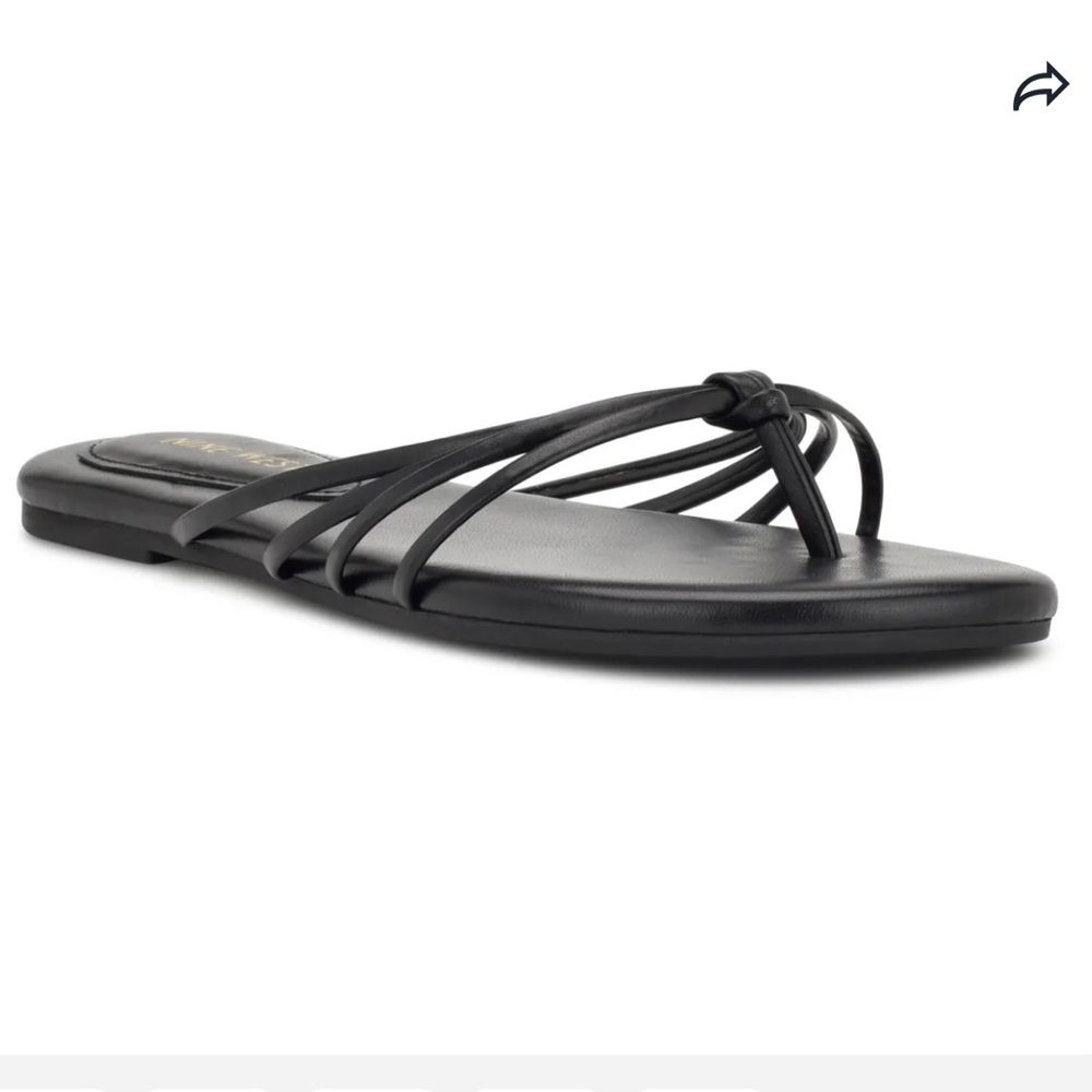 Nine West Black Strappy Flat Sandals
